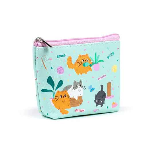 Mintgroene portemonnee met fluffy kat 🌿🐾