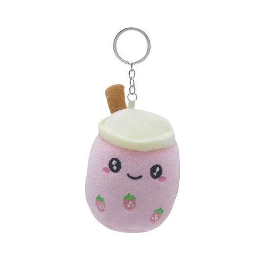 detail van pluche boba sleutelhanger met parels