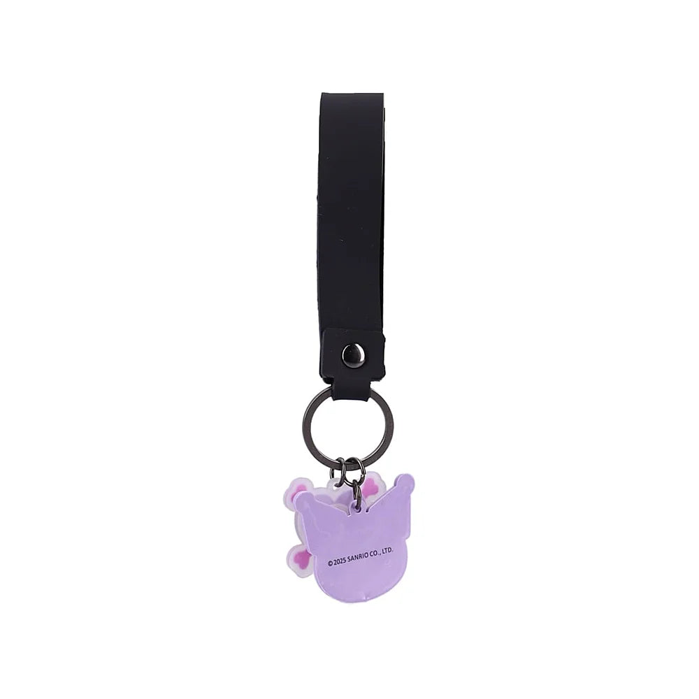 Kuromi sleutelhanger achterkant – officiële Sanrio kwaliteit met strap en metalen ring