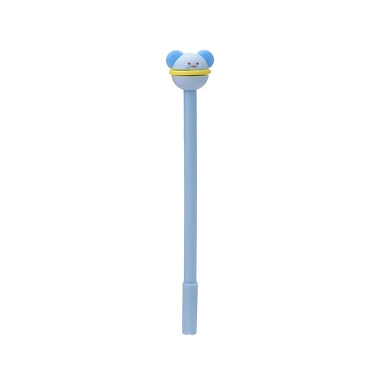 blauwe kawaii pen met diertopper