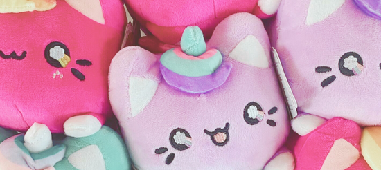 Tasty Peach Meowchi plushies – Cute, soft, and irresistible! 🐱💖