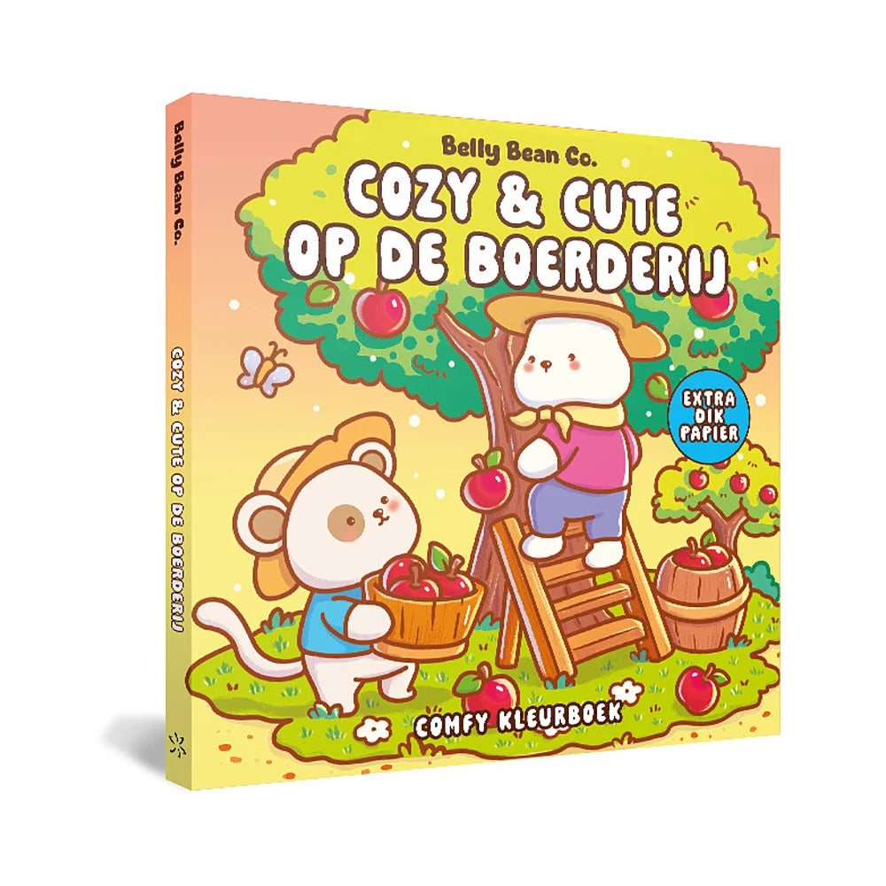 Cozy & Cute op de boerderij kawaii kleurboek van Belly Bean Co. – voorkant met boerderijdieren