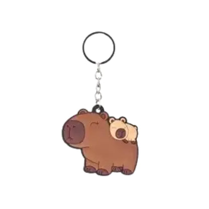 Capibara sleutelhanger met capibara-kindje op de rug – liefdevolle en bijzondere variant