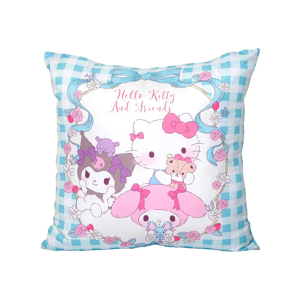 close-up van kawaii sanrio kussen met kleurrijke karakters