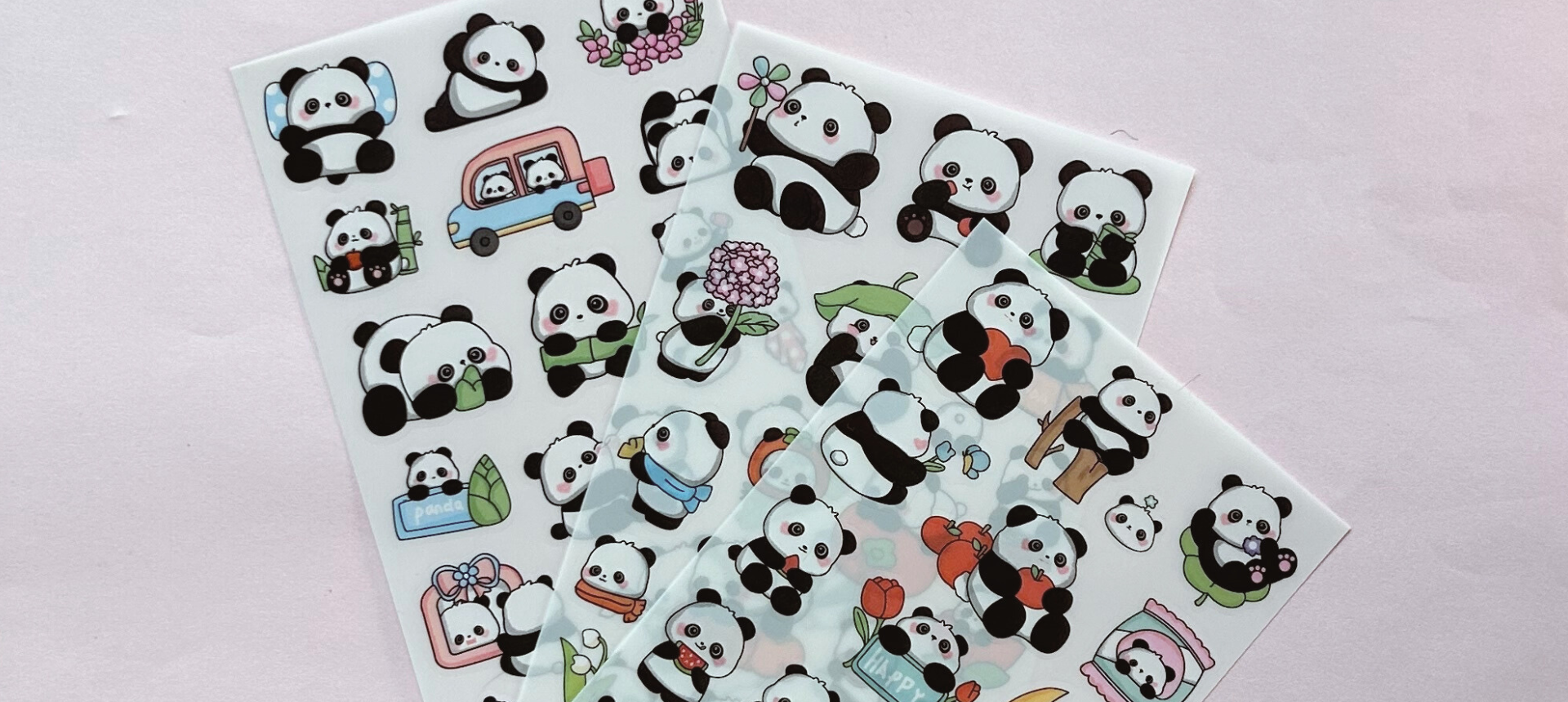 kawaii stickervellen met pandas