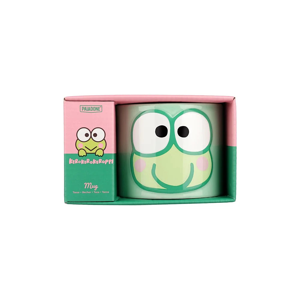 Keroppi mok zijaanzicht – kawaii Sanrio merchandise in frisgroen keramiek