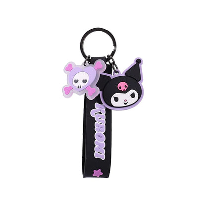 Kawaii Kuromi sleutelhanger voorkant – officiële Sanrio merchandise van 5-7 cm in zwart