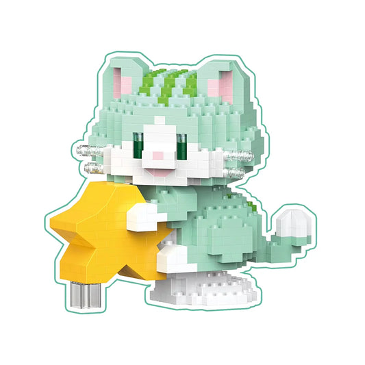 Mini bouwsteentjes lucky cat maneki neko met ster