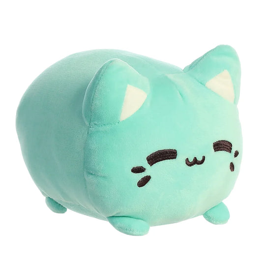 mintgroene Meowchi knuffel close-up