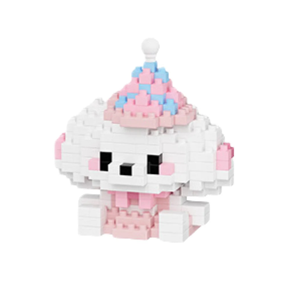 Mini bricks hond met roze hoedje – kawaii dier om zelf te bouwen