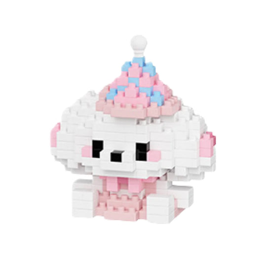 Mini bricks hond met roze hoedje – kawaii dier om zelf te bouwen