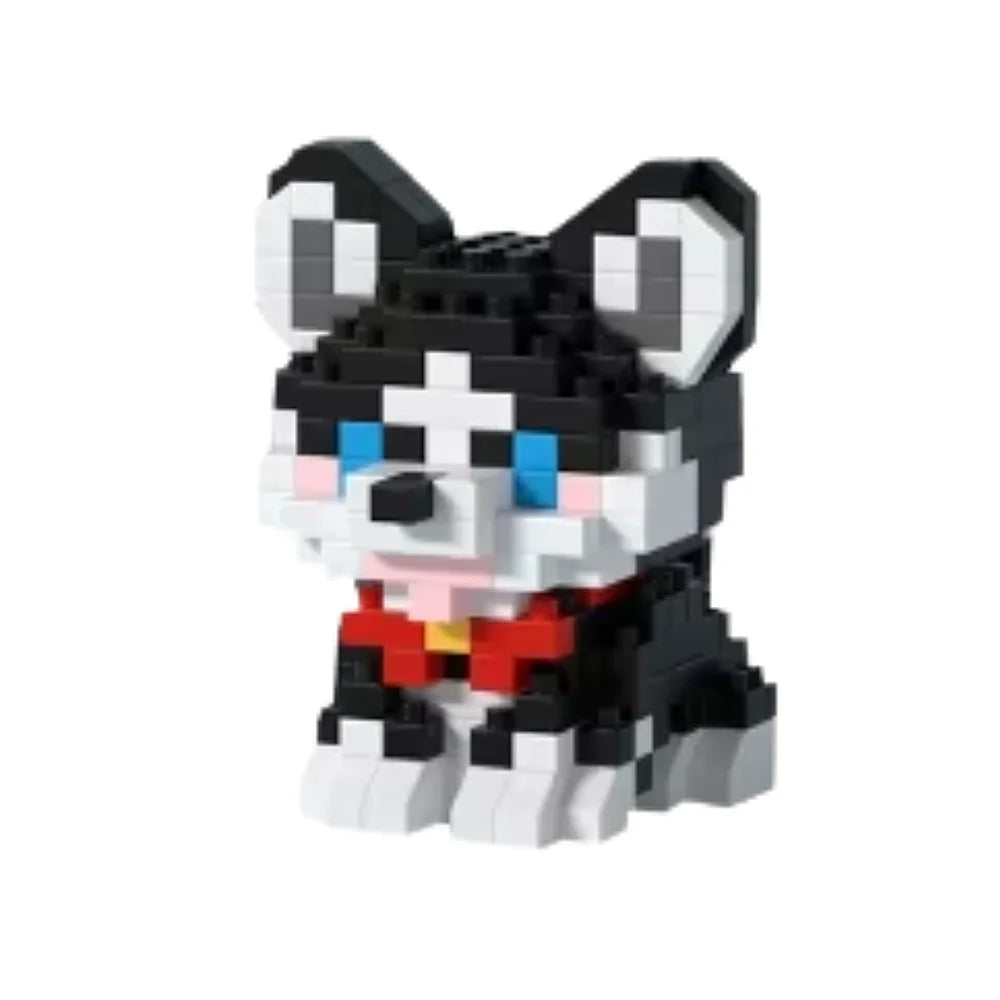 Mini Bricks husky – stoer bouwstenen hondje met blauwe ogen