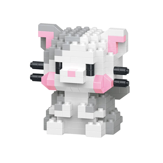 mini bricks katje in grijs en wit close-up