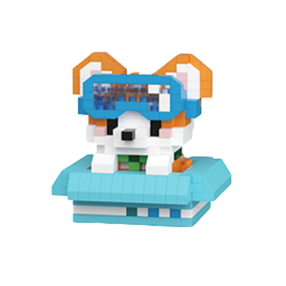 Mini Bricks Peekaboo – Corgi hondje blokjes bouwset, vrolijke miniatuur