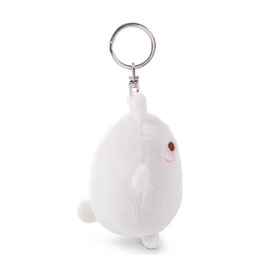 Zijkant van Molang sleutelhanger – zacht, knuffelbaar kawaii accessoire
