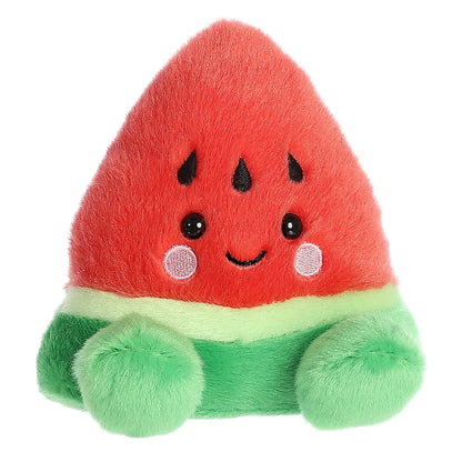 palm pals watermeloen knuffel zittend op pastel achtergrond