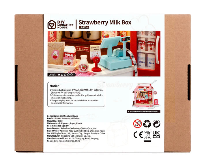 Rolife | Miniatuur winkeltje: Strawberry Milk box  - 15 cm