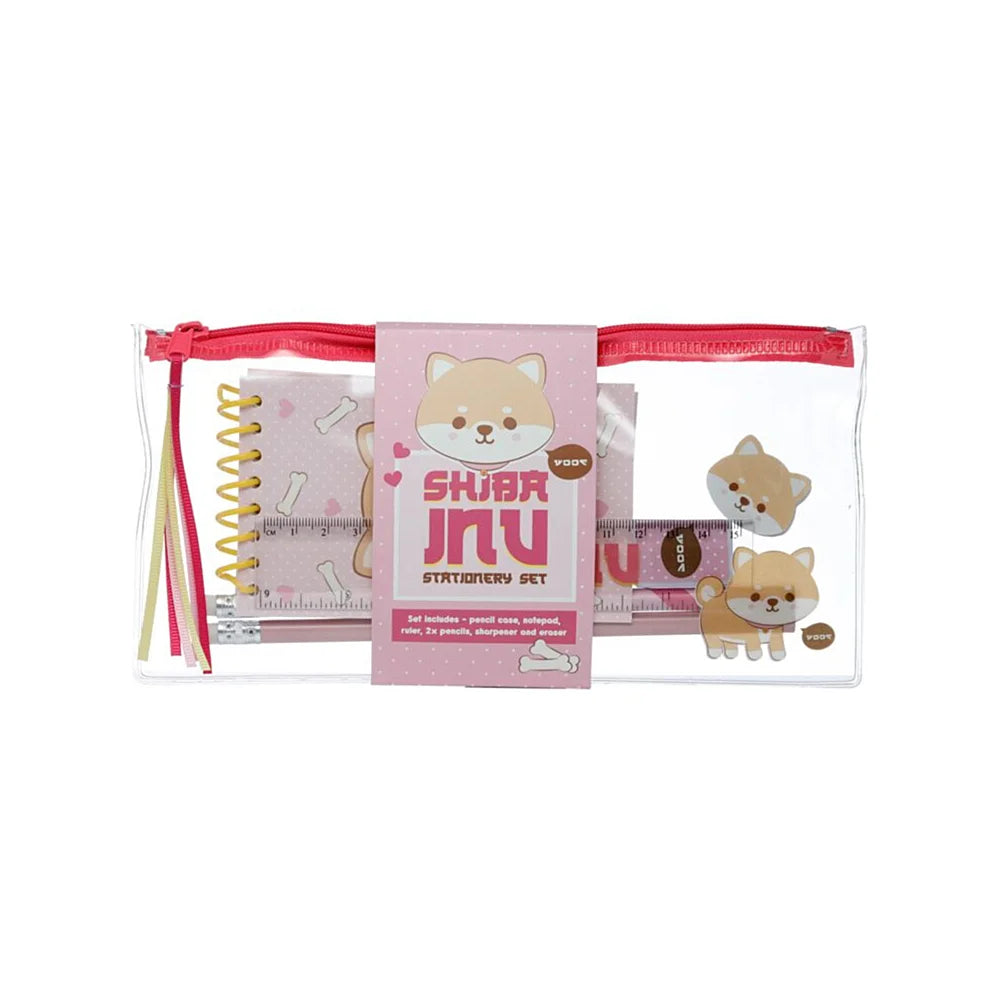 kawaii shiba inu stationery set etui 🐶✏️